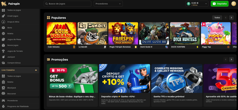 Website do casino Fairspin